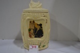 Vintage Hopalong Cassidy Ceramic Cookie Jar; Has Crack Down Side Saddle Finial; Original Image on Fr