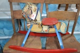Trigger Wooden Rocking Horse w/Metal Seat and Bells on Reins