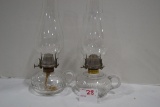 Pair of Vintage Clear Finger Oil Lamps