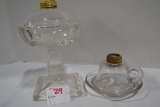 Pair of Clear Oil Lamp Bases Only