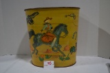 Vintage Cowboy/Cowgirl Tin Trash Can