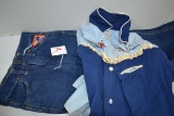Set of Vintage Roy Rogers Blue Jeans by Sears & Roebuck and Roy Rogers Shirt