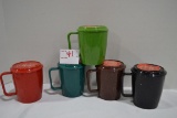 Group of 5 Vintage Sealtest Old Fashioned Cottage Cheese Plastic Mugs; Chapman Dairy Co., Kansas Cit