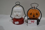 Pair of Vintage Battery-Operated Santa and Jack-O-Lantern Lights; 5