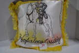 Vintage Hopalong Cassidy Stenciled Satin Pillow