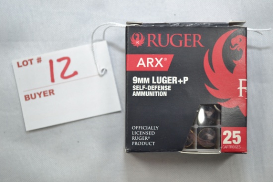 1 Box - Ruger ARX 9mm+P 80 gr.; 25 Rds./Box