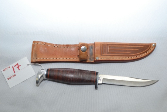 Case XX 3 FINN SSP Hunting Knife w/Leather Sheath; 4-1/4" Blade, 8-1/2" OAL