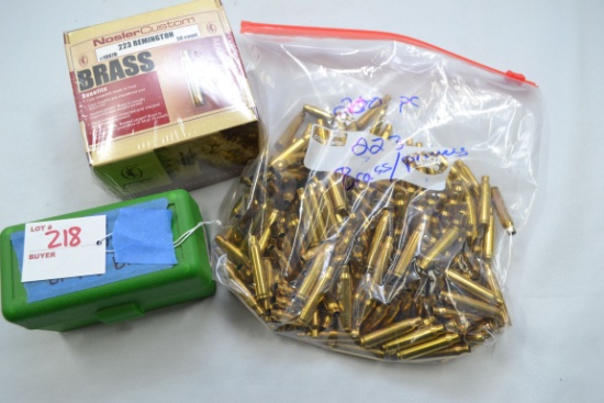 1 Lot of Approx. 300 Pieces .223 Brass including Approx. 250 Pieces Primed and 50 Pieces Unworked