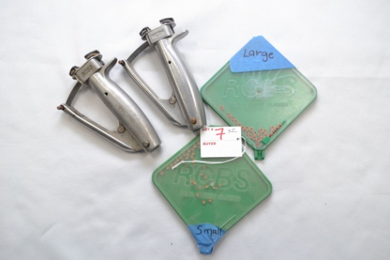 2 - Vintage Aluminum RCBS Hand Primers w/Primer Trays; 2xBID