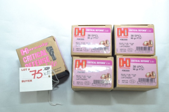 5 Boxes - Hornady Critical Defense Lite .38 SPL 90 gr. FTX; 25 Rds./Box; 5xBID