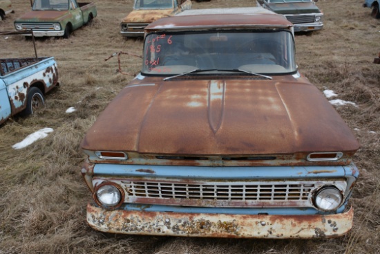 1963 Chevrolet Chevy 20 Pickup w/6-Cylinder Engine and Misc. Scrap Metal in Back