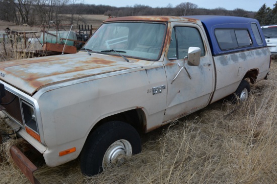 1983 Dodge Power Ram 1/2 Ton 4x4 Pickup w/360? V8 Engine and Snowplow; HAS TITLE