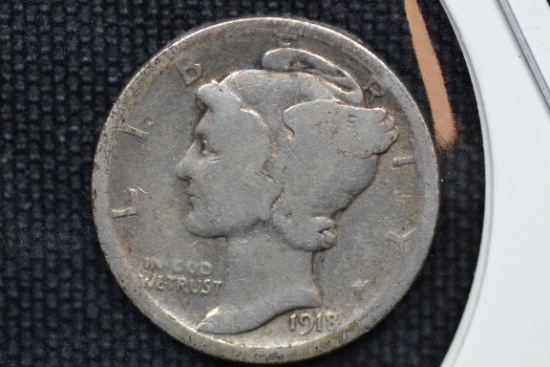 1918 Mercury Dime; No Mint Mark