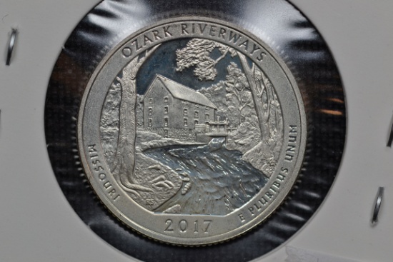 2017-S Clark River Ways Quarter Silver Proof; Gem+ D-Cam