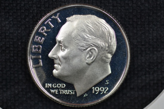 1992-S Dime Silver Proof; Gem+ D-Cam