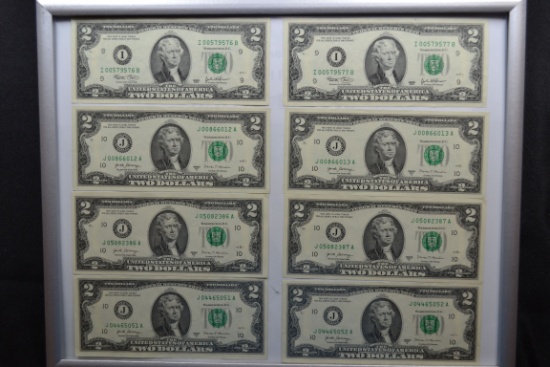 1 Pair - 2003 Two Dollar Bills (CU) and 3 Pairs - 1997 Consecutive Two Dollar Bills (CU)
