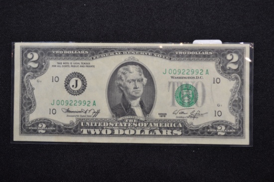 1976 Bicentennial Two Dollar Bill w/Low SN