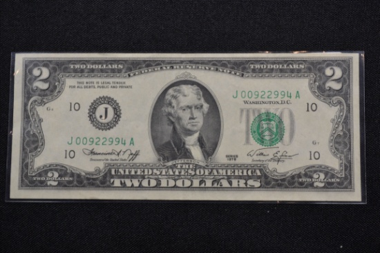 1976 Bicentennial Two Dollar Bill w/Low SN