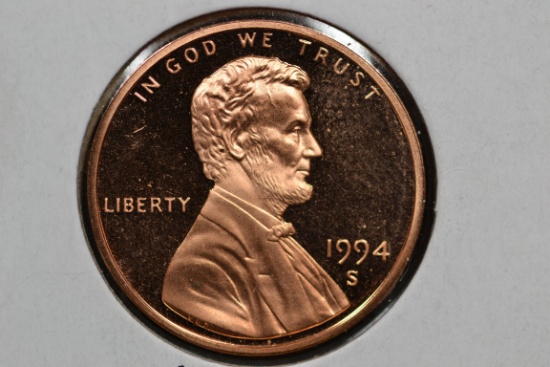 1994-S One Cent Proof; Gem+ D-Cam