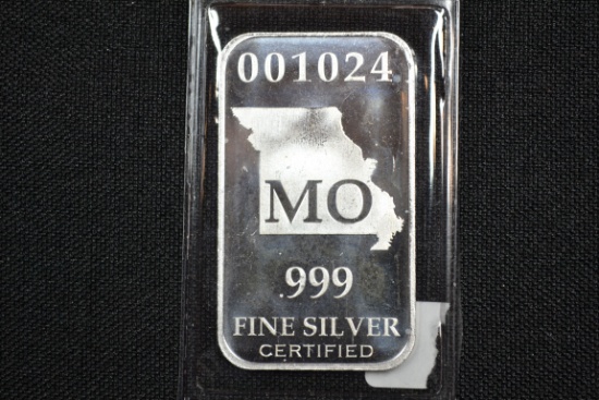 Missouri State 1/2 Oz. Silver Bar; .999 Fine