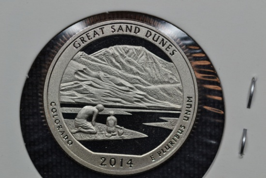2014-S Great Sand Dunes Quarter Proof; Gem+ D-Cam