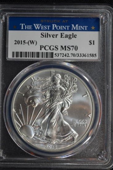 2015-W "West Point" American Silver Eagle; MS-70 PCGS