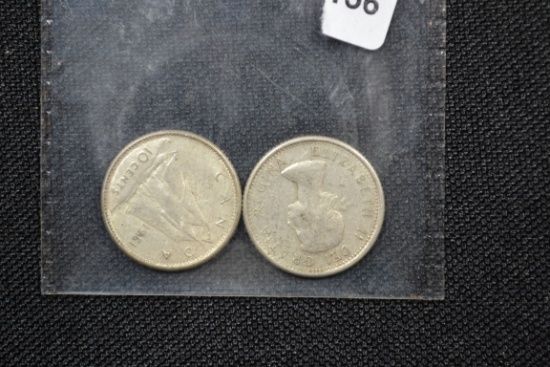 Pair of Canada Silver Dimes including 1961 and 1963