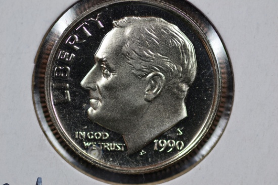 1990-S Dime Proof; Gem+ D-Cam