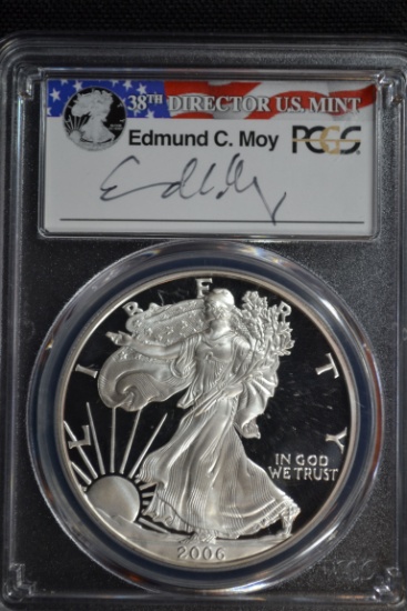 2006-W American Silver Eagle; PR-69 Edmund C. Moy Signed PCGS Slab