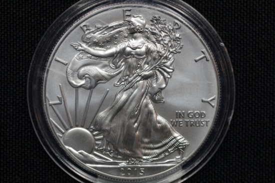 2015-W American Silver Eagle; Burnished; Very Low Mintage in Capsule