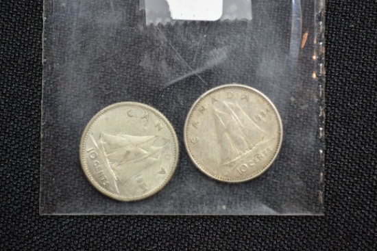 Pair of 1964 Canada Silver Dimes