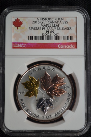 2016 Five Dollar Gilt Reverse Proof-69 NGC Early Releases Silver