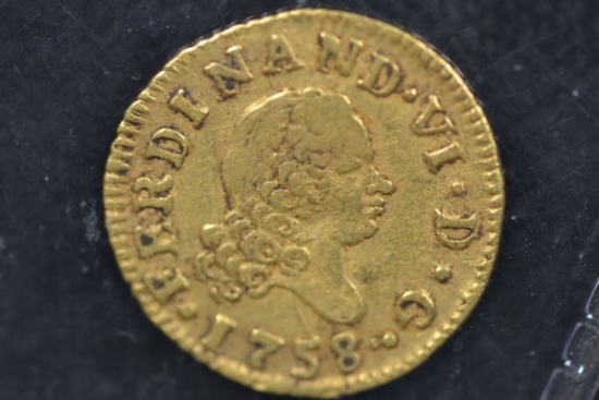 1758 Gold Spanish Half-Escudo