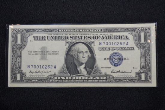 1957 One Dollar Silver Certificate; Crisp