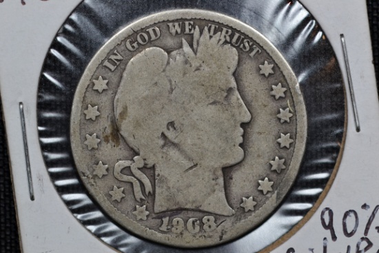 1908-D Barber 90% Silver Half Dollar