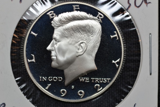 1992-S Kennedy Half Dollar Silver Proof; Gem+ D-Cam