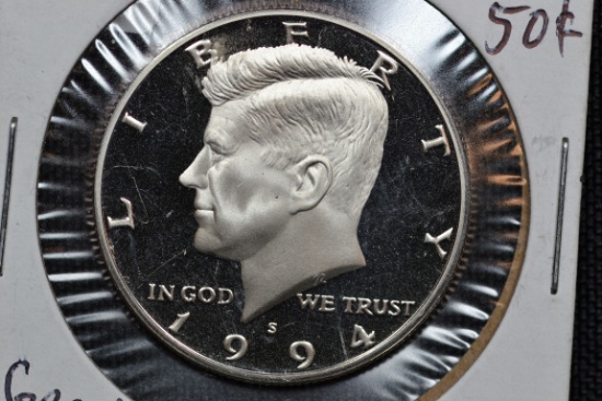 1994-S Kennedy Half Dollar Proof; Gem+ D-Cam