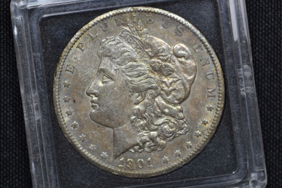 1901-O Morgan Silver Dollar; BU+ Toned Obv.