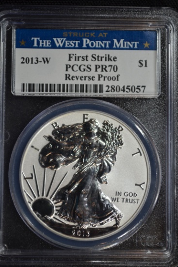 2013-W American Silver Eagle Rev. Proof; PF-70 PCGS