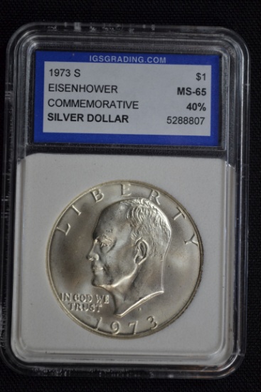 1973-S Eisenhower Silver Dollar; MS-65