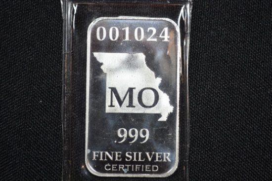 Missouri State 1/2 Oz. Silver Bar; .999 Fine