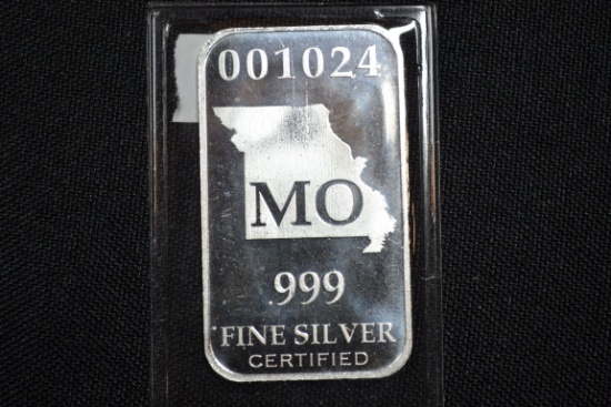 Missouri State 1/2 Oz. Silver Bar; .999 Fine