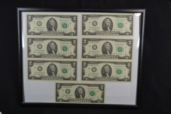 Group of 7 2017-A Consecutive Two Dollar Bills