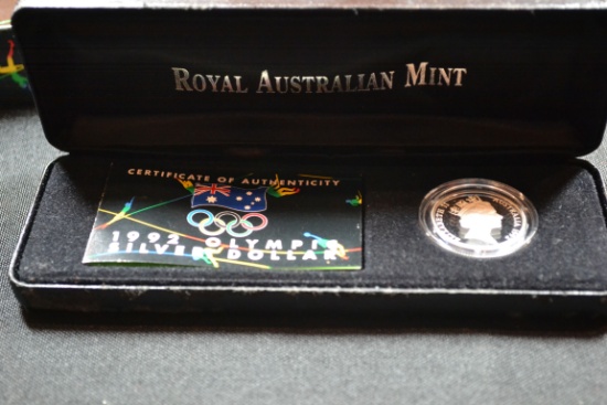 1992 Australia Olympic Silver Dollar; Only 2500 w/Numbered Certificate