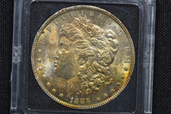 1880 Morgan Silver Dollar; Rainbow Toned