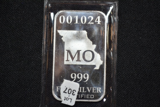 Missouri State 1/2 Oz. Silver Bar; .999 Fine