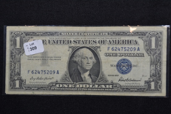 2 - 1957 One Dollar Silver Certificates; 2xBID