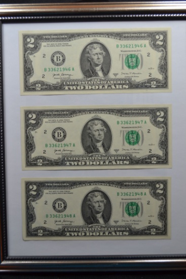 Group of 3 - Consecutive 2017 Two Dollar Bills; CO