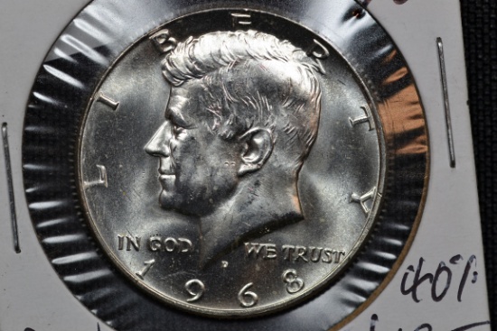 1968-D Kennedy 40% Silver Half Dollar; BU