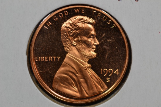 1994-S Lincoln Penny Proof; Gem+ D-Cam